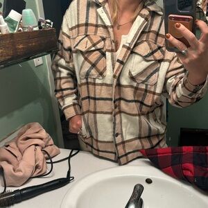 Bohme flannel. Pink cream and black